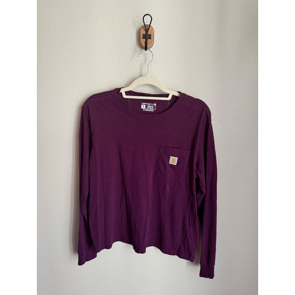 Carhartt Long Sleeve Pocket T-Shirt Womens M Purple Excellent Loose Fit TK6121-W